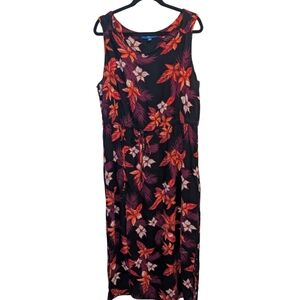 Floral Sleeveless Maxi Dress - Black and Red